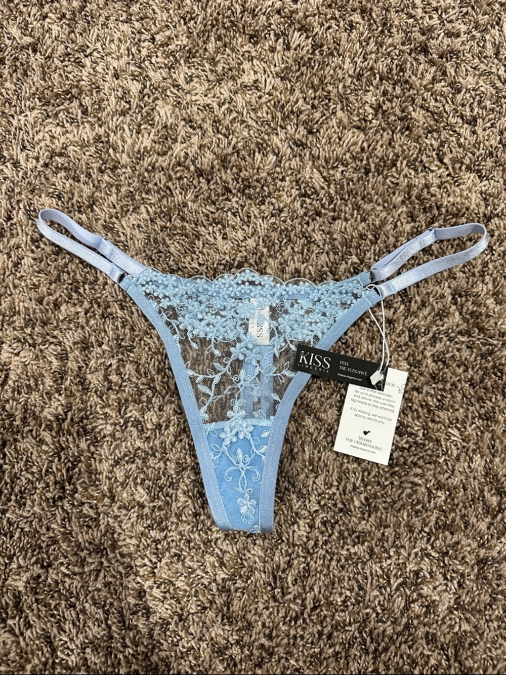 Blue Lace Thong